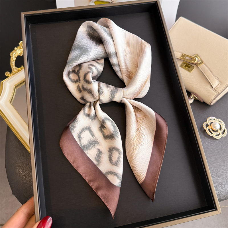 Scarf Silk Square - Luxury Women Square Scarf Silk Leopard