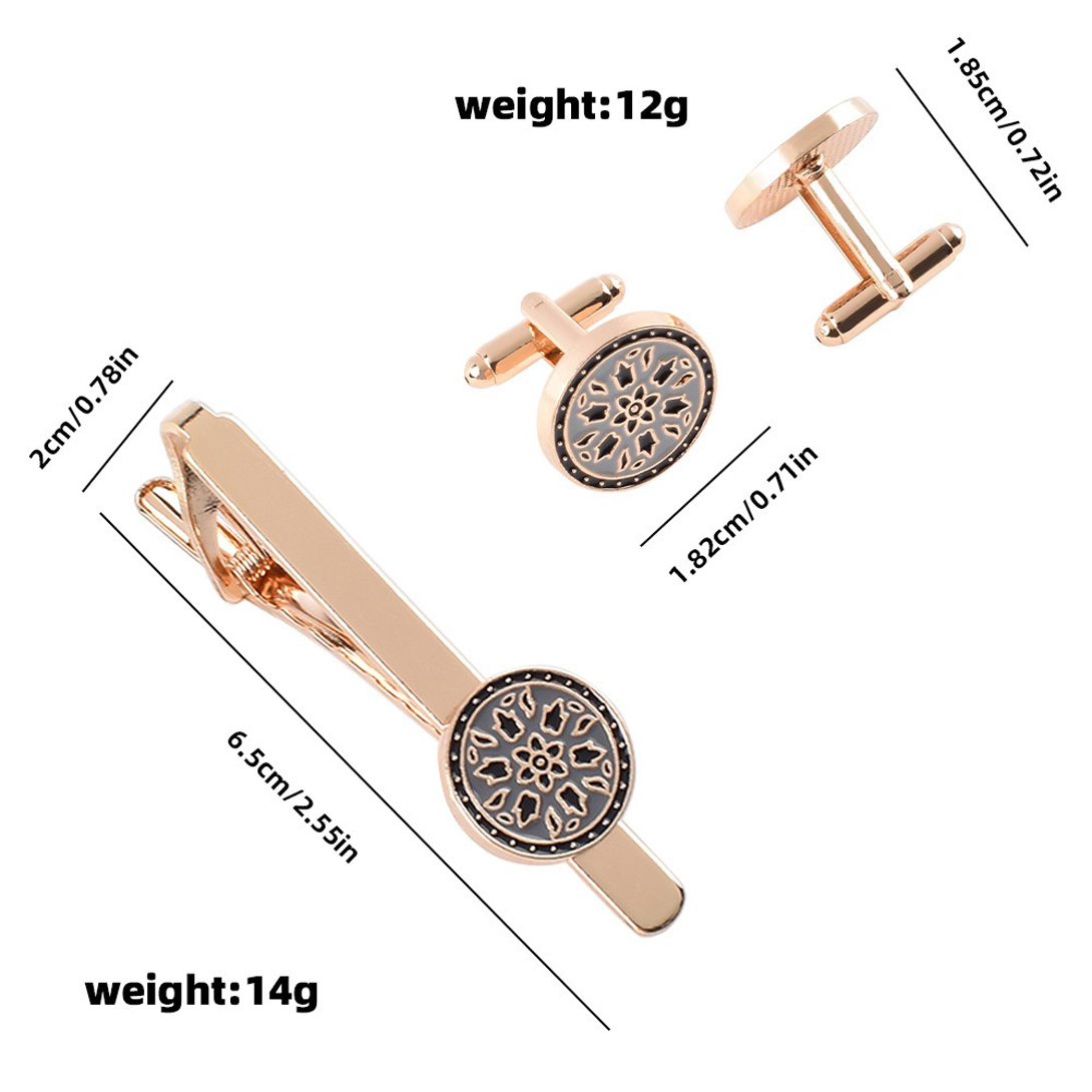Metal Round Vintage Floral Man - đánh giá và giá Tie Bar Set Gift