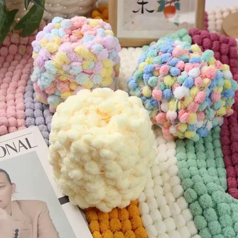 100g Pom Pom Yarn Colorful Chu - đánh giá và giá Woven Scarf Blanket