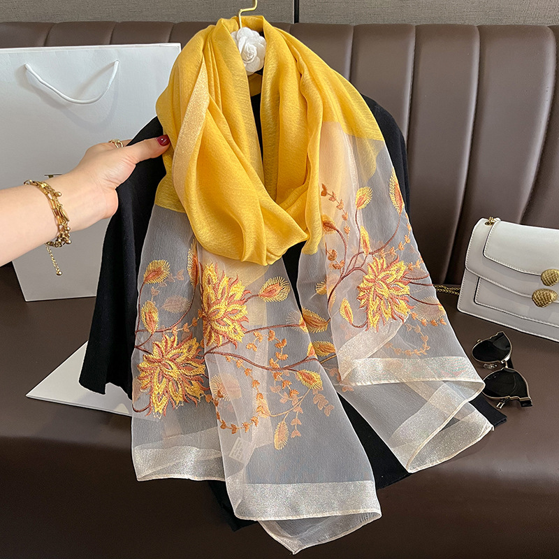 Spring Summer Solid Silk Scarf - đánh giá và giá Woven Scarf Blanket