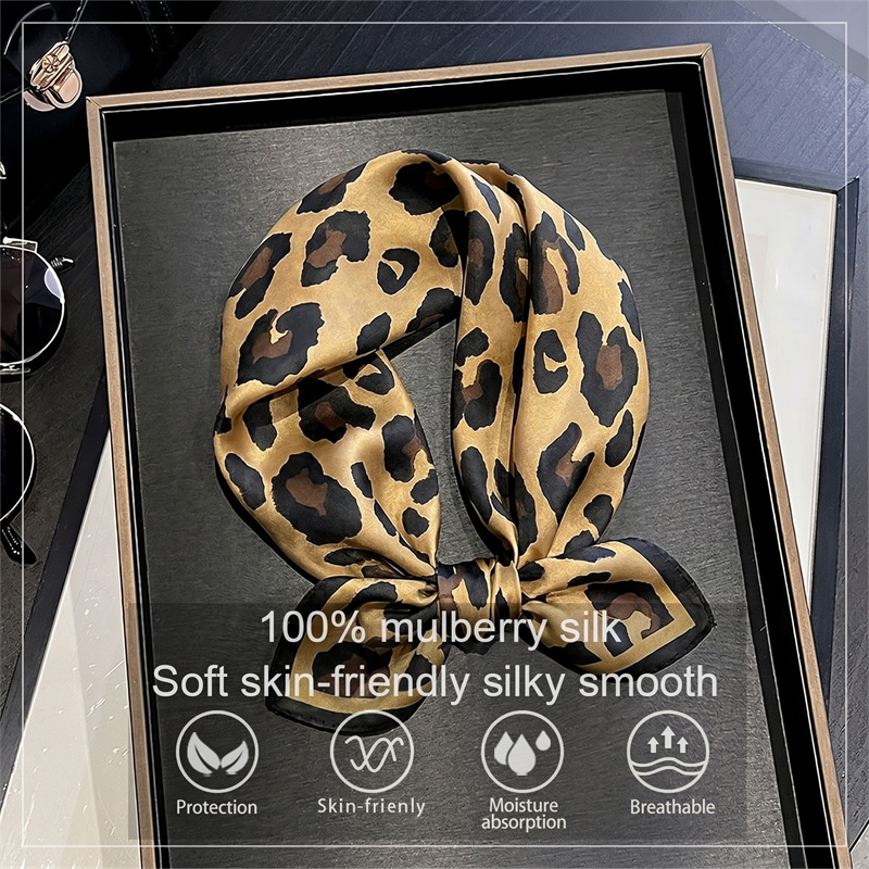 100% Silk Square Scarf Leopard - đánh giá và giá Face Scarf Mask